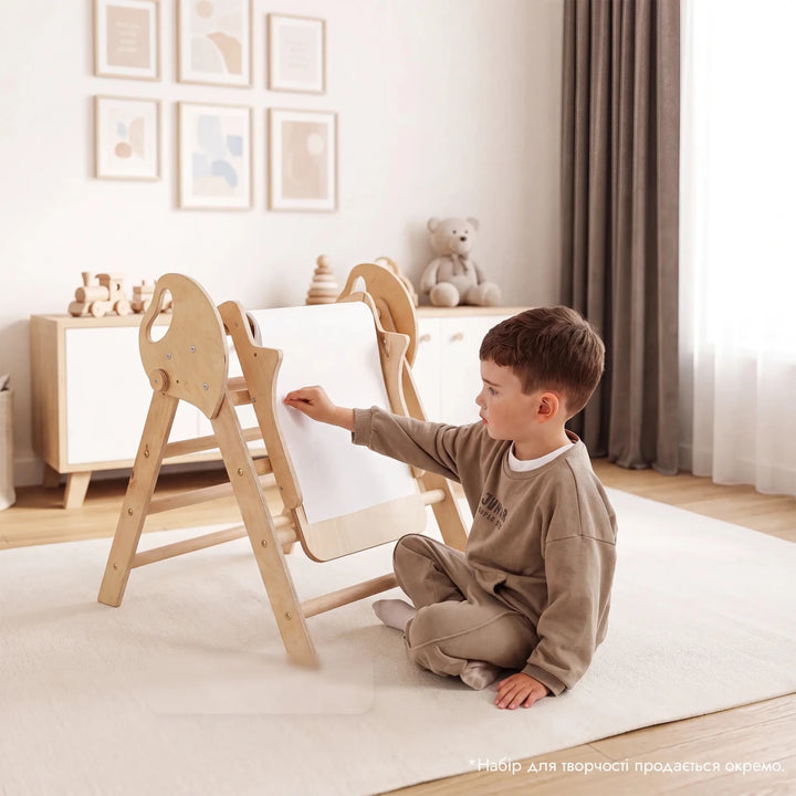 4in1 Montessori Climbing Set: Pikler Triangle, Arch, Slide Board, and Cushion for Toddlers (1–3 Years) - Goodevas