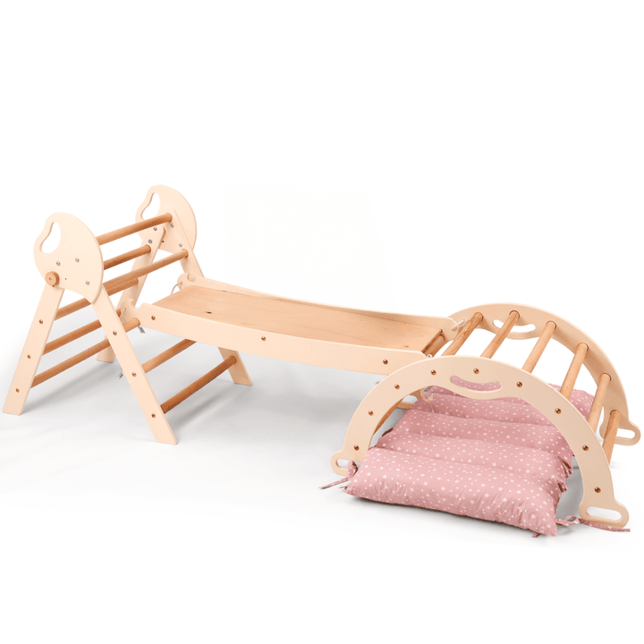 4in1 Montessori Climbing Set: Pikler Triangle, Arch, Slide Board, and Cushion for Toddlers (1–3 Years) - Goodevas