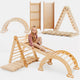 4in1 Montessori Kletter-Set: Dreiecksleiter + Kletterbogen + Gleitbrett + Kissen – Beige