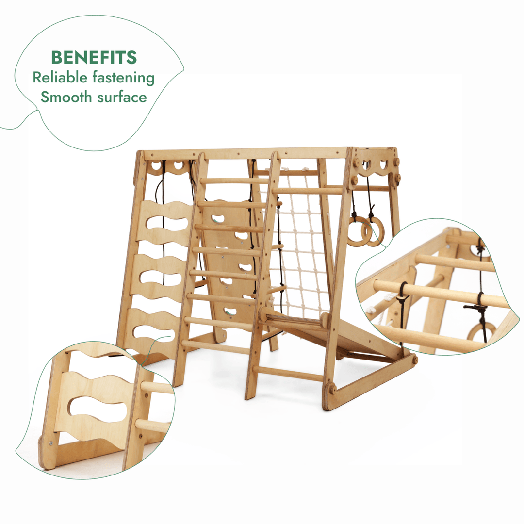 6in1 Indoor Jungle Gym for childrens: Playground + Swings Set + Slide Board + Rope + Stairs - Goodevas