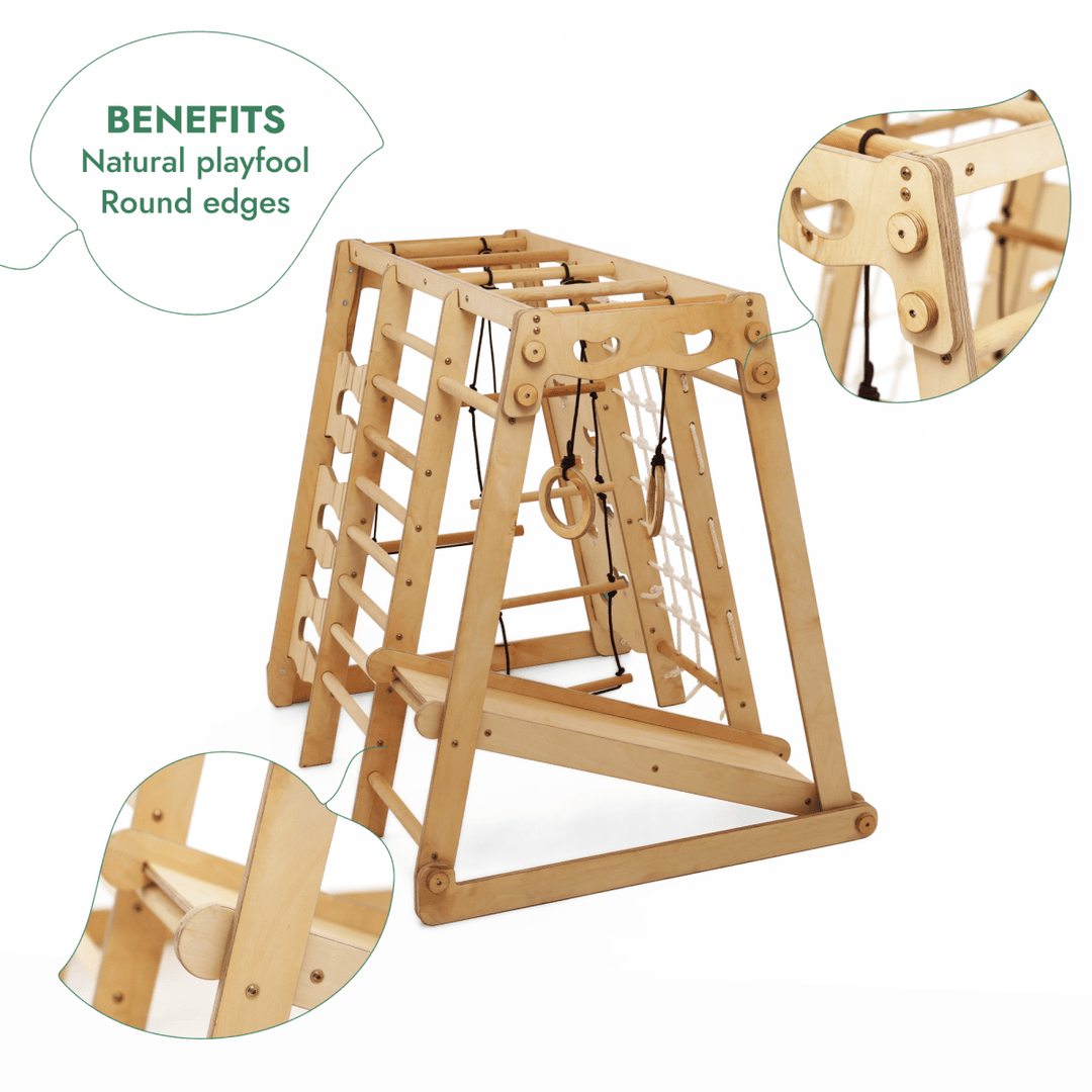 6in1 Indoor Jungle Gym for childrens: Playground + Swings Set + Slide Board + Rope + Stairs - Goodevas