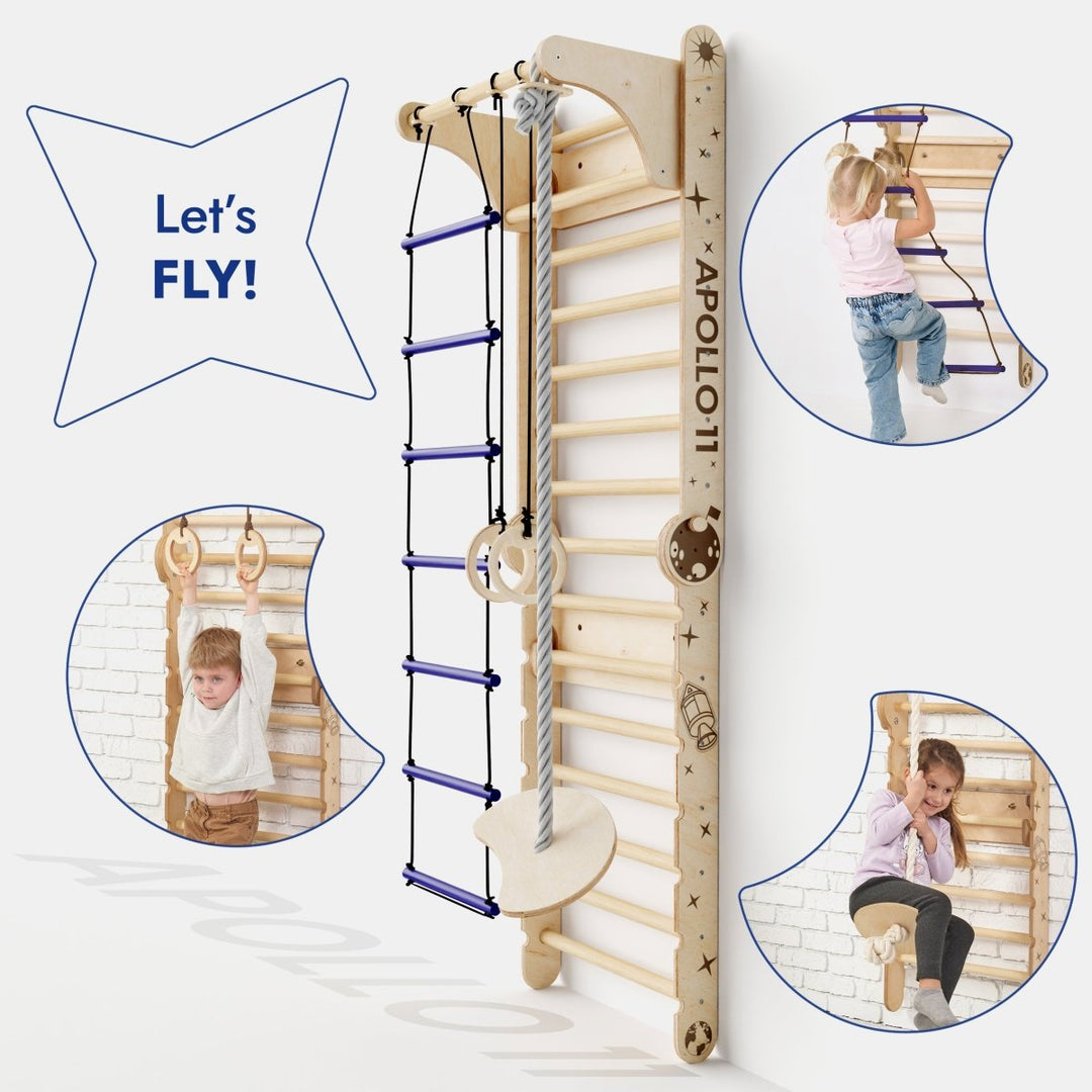 Apollo Swedish Wall / Climbing ladder for Little Austronauts + Moon swing Set + Slide Board - Goodevas