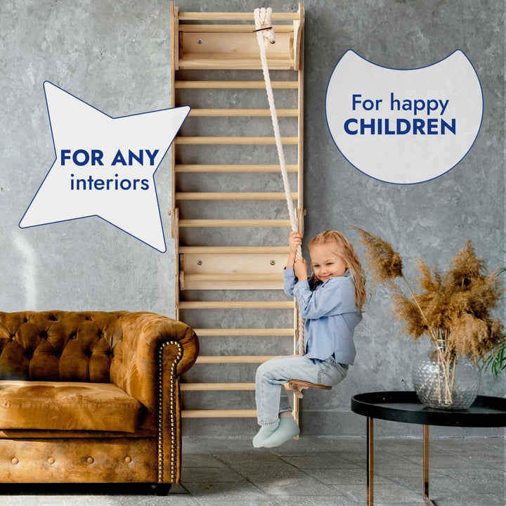 Apollo Swedish Wall / Climbing ladder for Little Austronauts + Moon swing Set + Slide Board - Goodevas