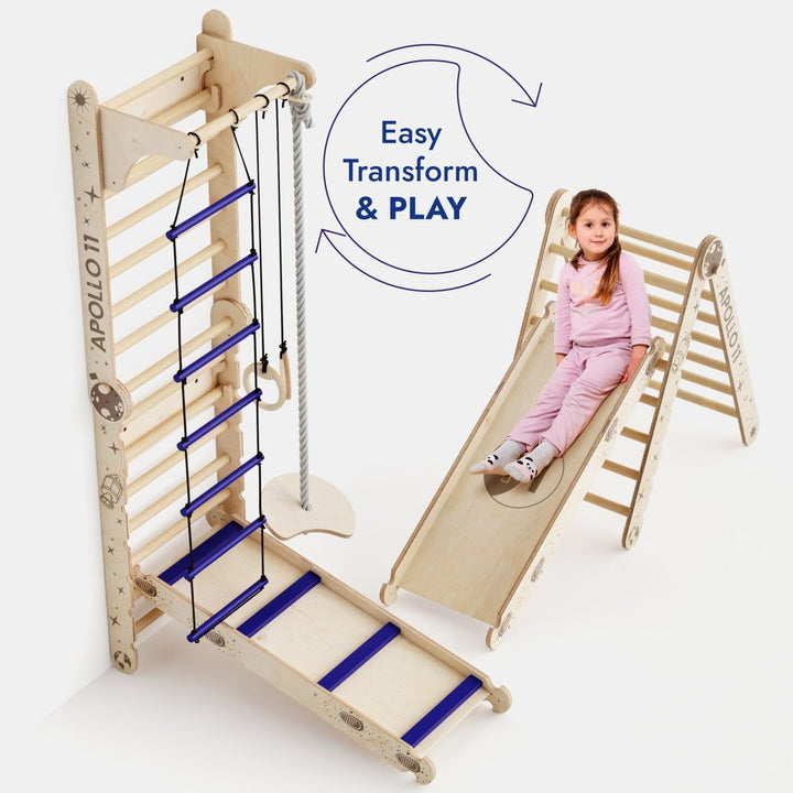 Apollo Swedish Wall / Climbing ladder for Little Austronauts + Moon swing Set + Slide Board - Goodevas