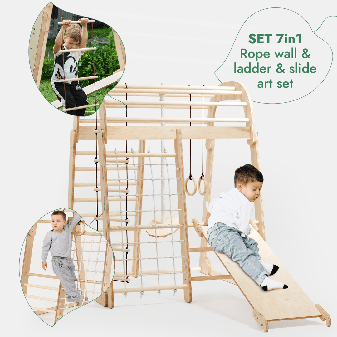 Indoor Playground for Children - 7in1 Playground + Swings Set + Slide Board + Art Set - Goodevas