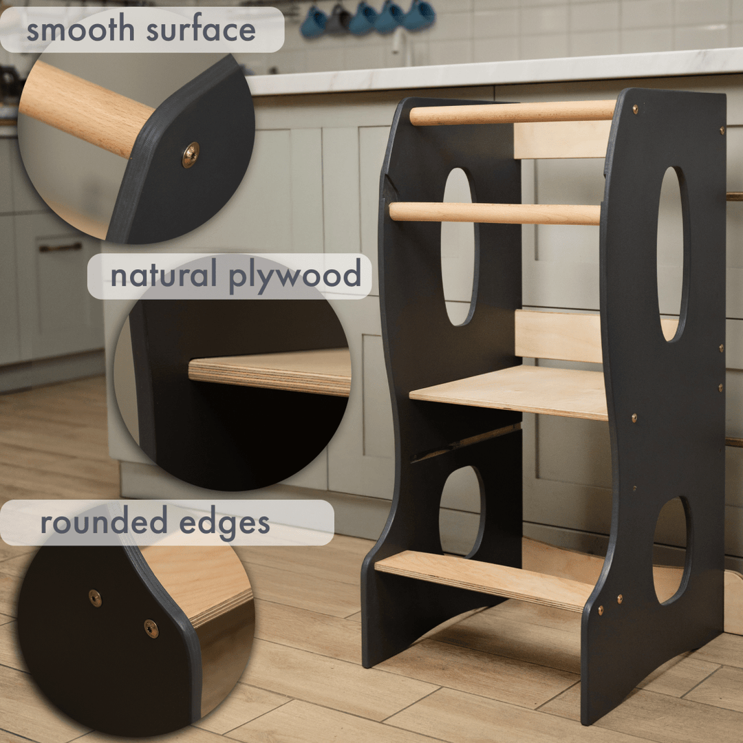 Montessori Tower: Kitchen Helper - Grey - Goodevas