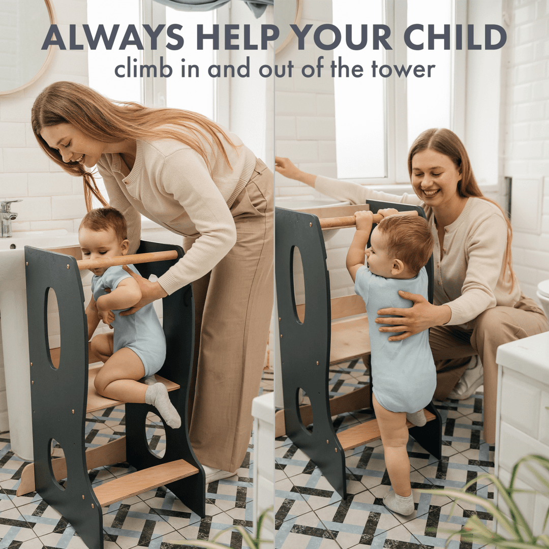 Montessori Tower: Kitchen Helper - Grey - Goodevas