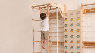 7-in-1 Climbing Wall for Kids: Wall Bars, Rock Wall, Net, Pull-Up Bar, 3-in-1 Swing Set