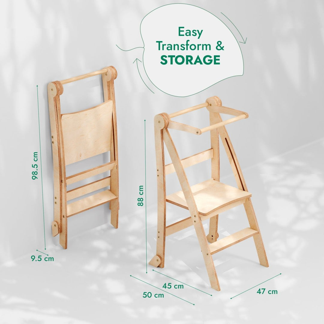 Toddler Tower: Foldable Step Stool for Toddlers - Gray - Goodevas